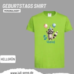 Personalisiertes Shirt GEBURTSTAG Zahl & Name personalisiert Party Waschbär