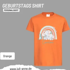 Personalisiertes Shirt GEBURTSTAG Zahl & Name personalisiert Regenbogen Elefant