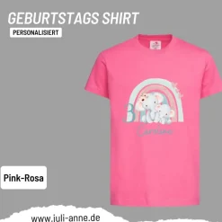 Personalisiertes Shirt GEBURTSTAG Zahl & Name personalisiert Regenbogen Elefant