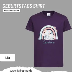 Personalisiertes Shirt GEBURTSTAG Zahl & Name personalisiert Regenbogen Elefant