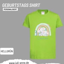 Personalisiertes Shirt GEBURTSTAG Zahl & Name personalisiert Regenbogen Elefant
