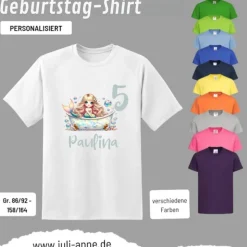 Personalisiertes Shirt GEBURTSTAG Zahl & Name personalisiert MERMAID CUTIE 2 Badewanne