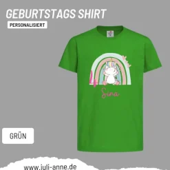 Personalisiertes Shirt GEBURTSTAG Zahl & Name personalisiert Regenbogen Dino Einhorn