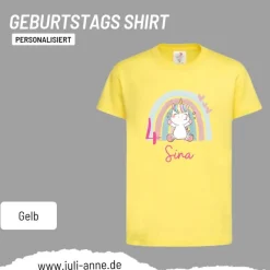 Personalisiertes Shirt GEBURTSTAG Zahl & Name personalisiert Regenbogen Dino Einhorn