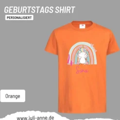 Personalisiertes Shirt GEBURTSTAG Zahl & Name personalisiert Regenbogen Dino Einhorn