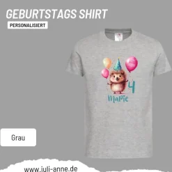 Personalisiertes Shirt GEBURTSTAG Zahl & Name personalisiert Party Igel