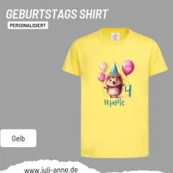 Personalisiertes Shirt GEBURTSTAG Zahl & Name personalisiert Party Igel