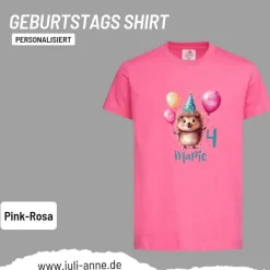 Personalisiertes Shirt GEBURTSTAG Zahl & Name personalisiert Party Igel