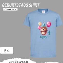 Personalisiertes Shirt GEBURTSTAG Zahl & Name personalisiert Party Igel