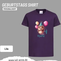 Personalisiertes Shirt GEBURTSTAG Zahl & Name personalisiert Party Igel