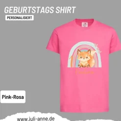 Personalisiertes Shirt GEBURTSTAG Zahl & Name personalisiert Regenbogen Fuchs