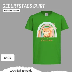 Personalisiertes Shirt GEBURTSTAG Zahl & Name personalisiert Regenbogen Fuchs