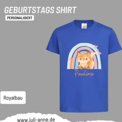 Personalisiertes Shirt GEBURTSTAG Zahl & Name personalisiert Regenbogen Fuchs