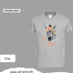 Personalisiertes Shirt GEBURTSTAG Zahl & Name personalisiert Zebra