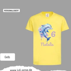 Personalisiertes Shirt GEBURTSTAG Zahl & Name personalisiert Aqua Delfin 3