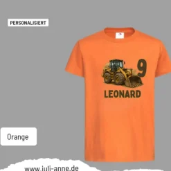 Personalisiertes Shirt GEBURTSTAG Zahl & Name personalisiert Bagger BULLDOZER