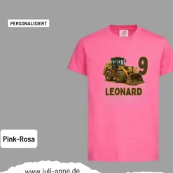 Personalisiertes Shirt GEBURTSTAG Zahl & Name personalisiert Bagger BULLDOZER