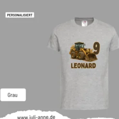 Personalisiertes Shirt GEBURTSTAG Zahl & Name personalisiert Bagger BULLDOZER