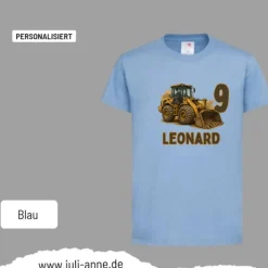 Personalisiertes Shirt GEBURTSTAG Zahl & Name personalisiert Bagger BULLDOZER