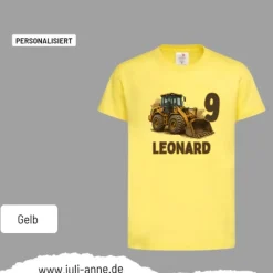 Personalisiertes Shirt GEBURTSTAG Zahl & Name personalisiert Bagger BULLDOZER