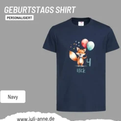 Personalisiertes Shirt GEBURTSTAG Zahl & Name personalisiert Party Fuchs
