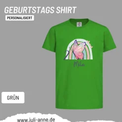 Personalisiertes Shirt GEBURTSTAG Zahl & Name personalisiert Regenbogen Schmetterling