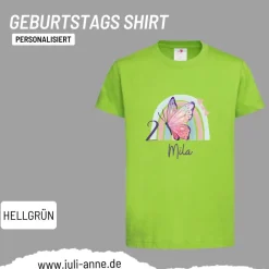 Personalisiertes Shirt GEBURTSTAG Zahl & Name personalisiert Regenbogen Schmetterling