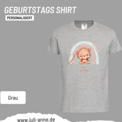 Personalisiertes Shirt GEBURTSTAG Zahl & Name personalisiert Regenbogen Teddy Bär