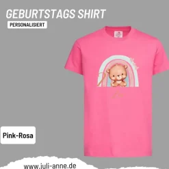 Personalisiertes Shirt GEBURTSTAG Zahl & Name personalisiert Regenbogen Teddy Bär