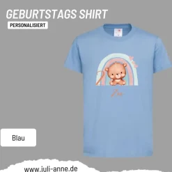 Personalisiertes Shirt GEBURTSTAG Zahl & Name personalisiert Regenbogen Teddy Bär