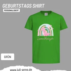 Personalisiertes Shirt GEBURTSTAG Zahl & Name personalisiert Regenbogen Dino Mädchen