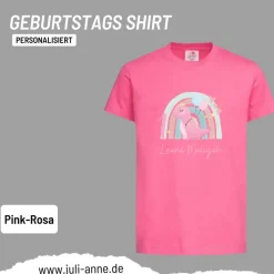 Personalisiertes Shirt GEBURTSTAG Zahl & Name personalisiert Regenbogen Dino Mädchen