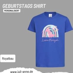 Personalisiertes Shirt GEBURTSTAG Zahl & Name personalisiert Regenbogen Dino Mädchen