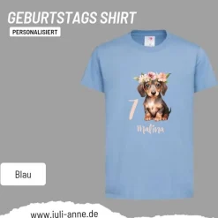 Personalisiertes Shirt GEBURTSTAG Zahl & Name personalisiert Dackel Hund