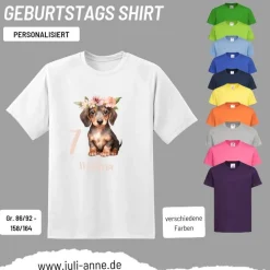 Personalisiertes Shirt GEBURTSTAG Zahl & Name personalisiert Dackel Hund