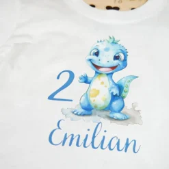 Personalisiertes Shirt Geburtstag Dino Blau mit Name & Zahl