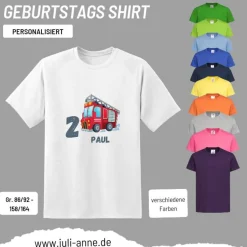Personalisiertes Shirt GEBURTSTAG Zahl & Name personalisiert Feuerwehr