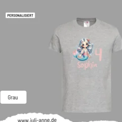 Personalisiertes Shirt GEBURTSTAG Zahl & Name personalisiert MERMAID CUTIE 3
