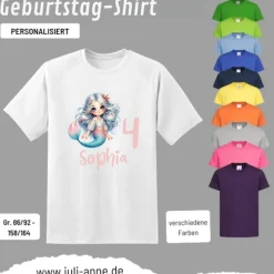Personalisiertes Shirt GEBURTSTAG Zahl & Name personalisiert MERMAID CUTIE 3