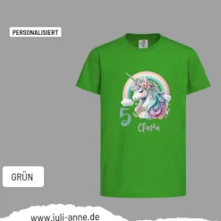 Personalisiertes Shirt GEBURTSTAG Zahl & Name personalisiert Regenbogen Einhorn