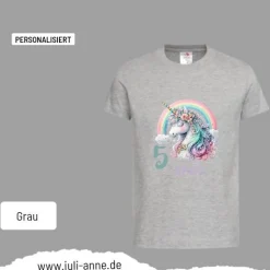 Personalisiertes Shirt GEBURTSTAG Zahl & Name personalisiert Regenbogen Einhorn