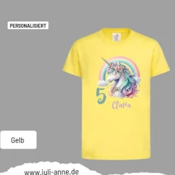 Personalisiertes Shirt GEBURTSTAG Zahl & Name personalisiert Regenbogen Einhorn