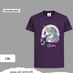 Personalisiertes Shirt GEBURTSTAG Zahl & Name personalisiert Regenbogen Einhorn