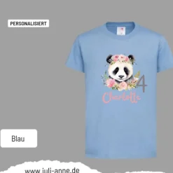 Personalisiertes Shirt GEBURTSTAG Zahl & Name personalisiert Panda mit Blumen