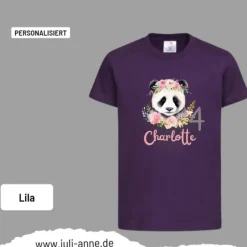 Personalisiertes Shirt GEBURTSTAG Zahl & Name personalisiert Panda mit Blumen