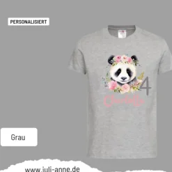 Personalisiertes Shirt GEBURTSTAG Zahl & Name personalisiert Panda mit Blumen