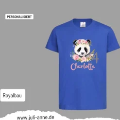 Personalisiertes Shirt GEBURTSTAG Zahl & Name personalisiert Panda mit Blumen