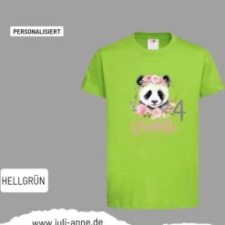 Personalisiertes Shirt GEBURTSTAG Zahl & Name personalisiert Panda mit Blumen