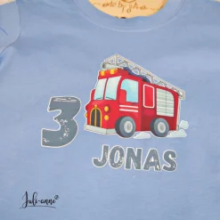 Personalisiertes Shirt Geburtstag Feuerwehr Blau mit Name & Zahl