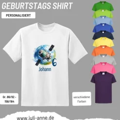 Personalisiertes Shirt GEBURTSTAG Zahl & Name personalisiert SPACE Raumstation Weltall